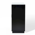 Modern Boho 2-Door Black Accent Cabinet with Bamboo Strips - 33.9 H x 31.5 W x 15.7 D