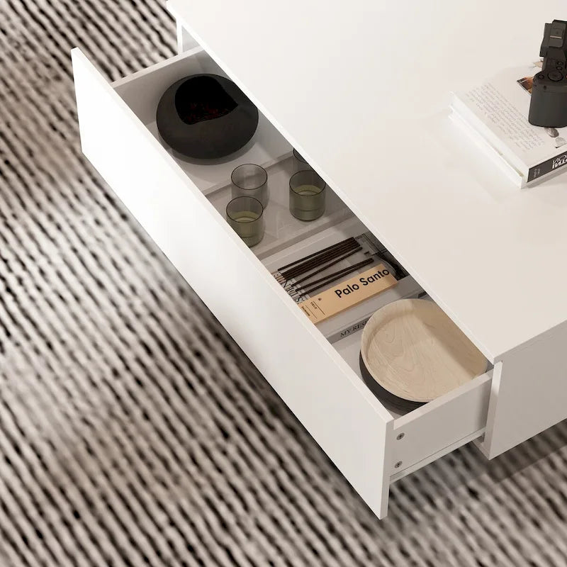 Function & Elegance: Modern LED-Lit Coffee Table with Glass Top