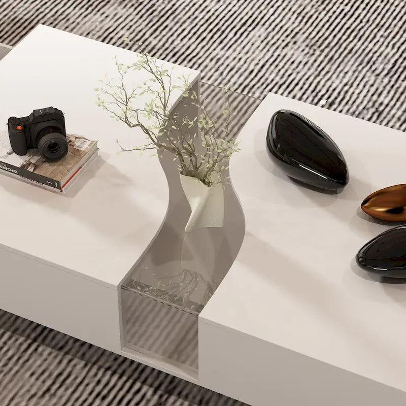 Function & Elegance: Modern LED-Lit Coffee Table with Glass Top