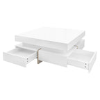 Harper&Bright Designs Multi-Storage Square Gloss Coffee Table
