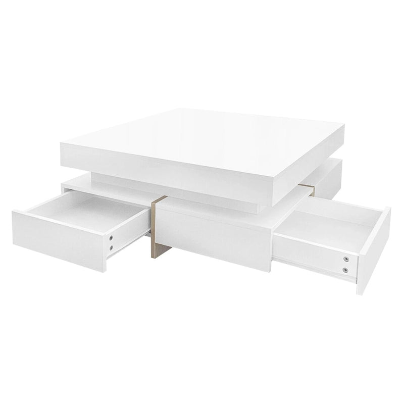 Harper&Bright Designs Multi-Storage Square Gloss Coffee Table