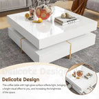 Harper&Bright Designs Multi-Storage Square Gloss Coffee Table