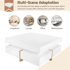 Harper&Bright Designs Multi-Storage Square Gloss Coffee Table