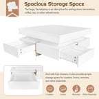 Harper&Bright Designs Multi-Storage Square Gloss Coffee Table