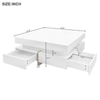 Harper&Bright Designs Multi-Storage Square Gloss Coffee Table