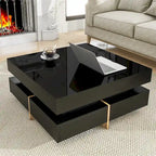Harper&Bright Designs Multi-Storage Square Gloss Coffee Table