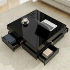 Harper&Bright Designs Multi-Storage Square Gloss Coffee Table