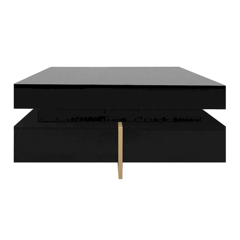Harper&Bright Designs Multi-Storage Square Gloss Coffee Table