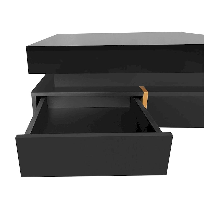 Harper&Bright Designs Multi-Storage Square Gloss Coffee Table