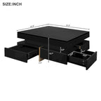 Harper&Bright Designs Multi-Storage Square Gloss Coffee Table