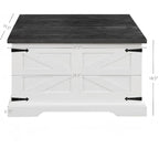 Roomfitters Farmhouse Coffee Table with Lift Top Square, Wood Center Table, Square Wood Center Table with Hidden Storage