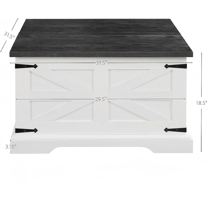 Roomfitters Farmhouse Coffee Table with Lift Top Square, Wood Center Table, Square Wood Center Table with Hidden Storage