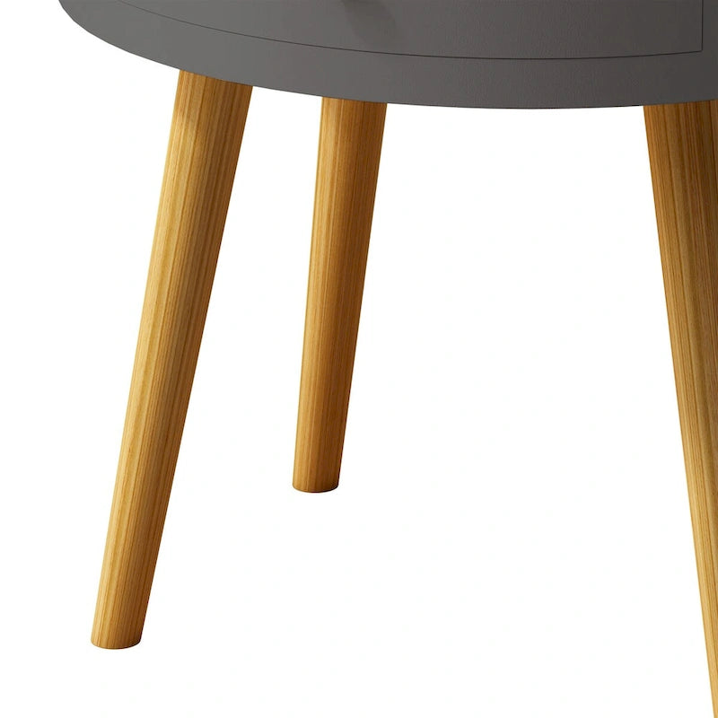 Modern Coffee Table with Drawer, Bedside Table, Sofa Side Table, Oak Table Legs, Suitable for Living Room and Bedroom,Gray