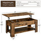 Yaheetech 38.6 Lift Top Coffee Table with Shelf for Living Room