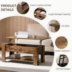Yaheetech 38.6 Lift Top Coffee Table with Shelf for Living Room