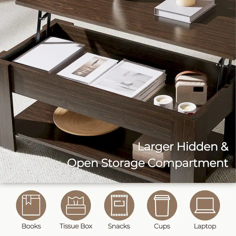 Yaheetech 38.6 Lift Top Coffee Table with Shelf for Living Room