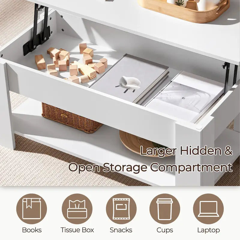 Yaheetech 38.6 Lift Top Coffee Table with Shelf for Living Room