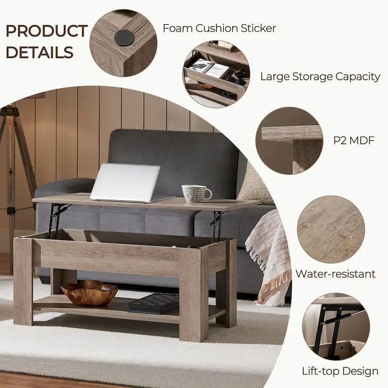 Yaheetech 38.6 Lift Top Coffee Table with Shelf for Living Room