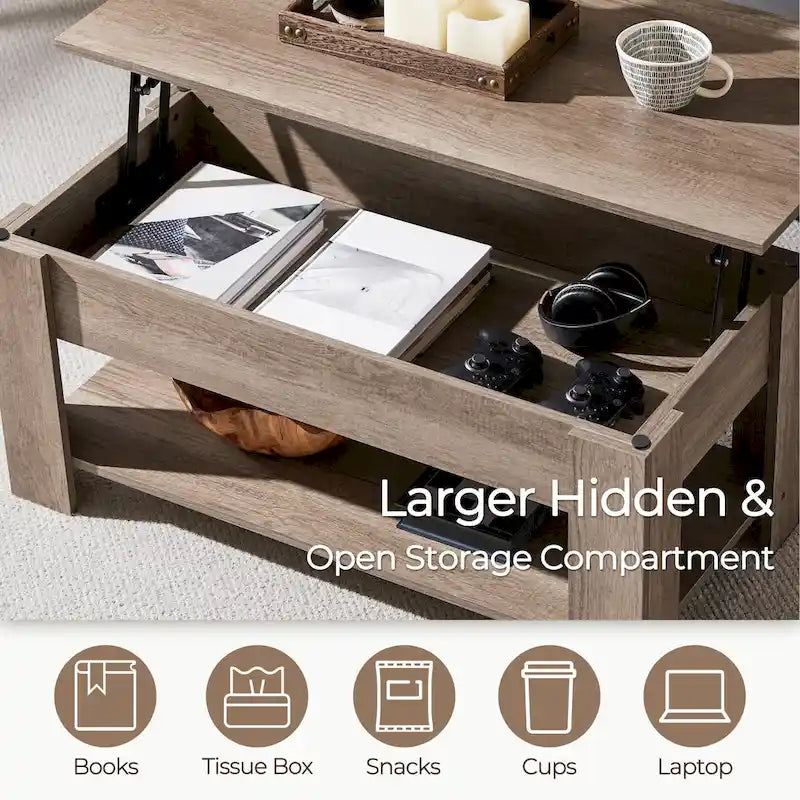 Yaheetech 38.6 Lift Top Coffee Table with Shelf for Living Room