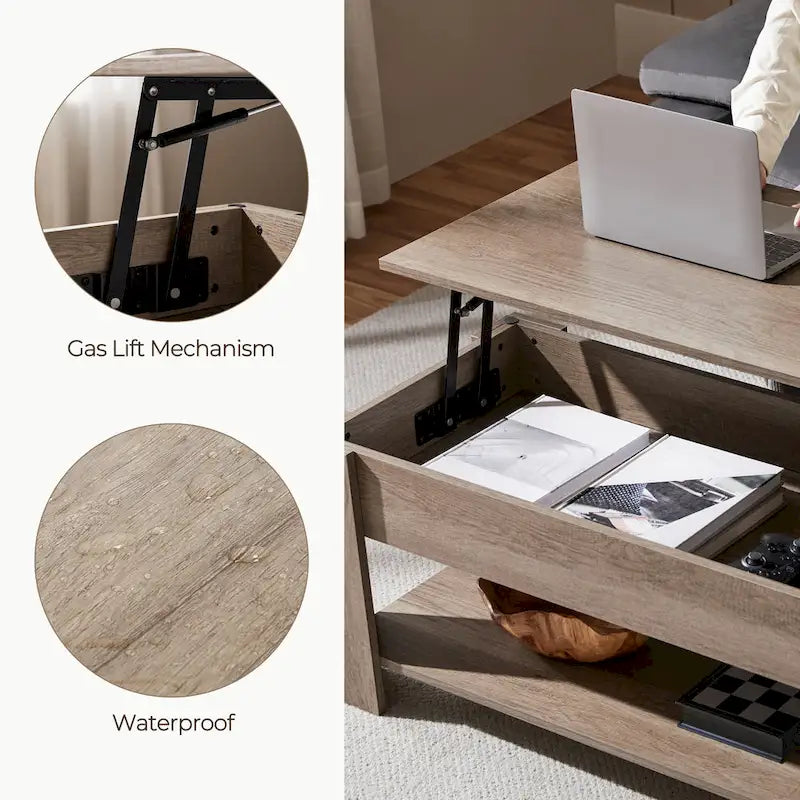 Yaheetech 38.6 Lift Top Coffee Table with Shelf for Living Room