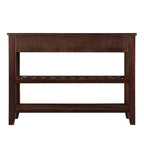 Console Sofa Table with 2 Storage Drawers and 2 Tiers Shelves, Mid-Century Style 42 Solid Wood Buffet Sideboard