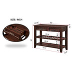 Console Sofa Table with 2 Storage Drawers and 2 Tiers Shelves, Mid-Century Style 42 Solid Wood Buffet Sideboard