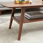 Center table 100% solid Oak Wood Top plate Desk Coffee table W100 x D50 x H44, Easy to assemble Wood With Storage Shelf