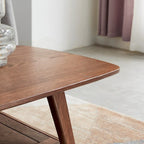 Center table 100% solid Oak Wood Top plate Desk Coffee table W100 x D50 x H44, Easy to assemble Wood With Storage Shelf