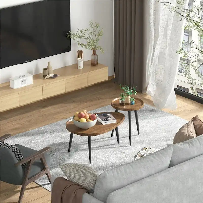 Set of 2 Modern Coffee Accent Table Home Storage Display Table