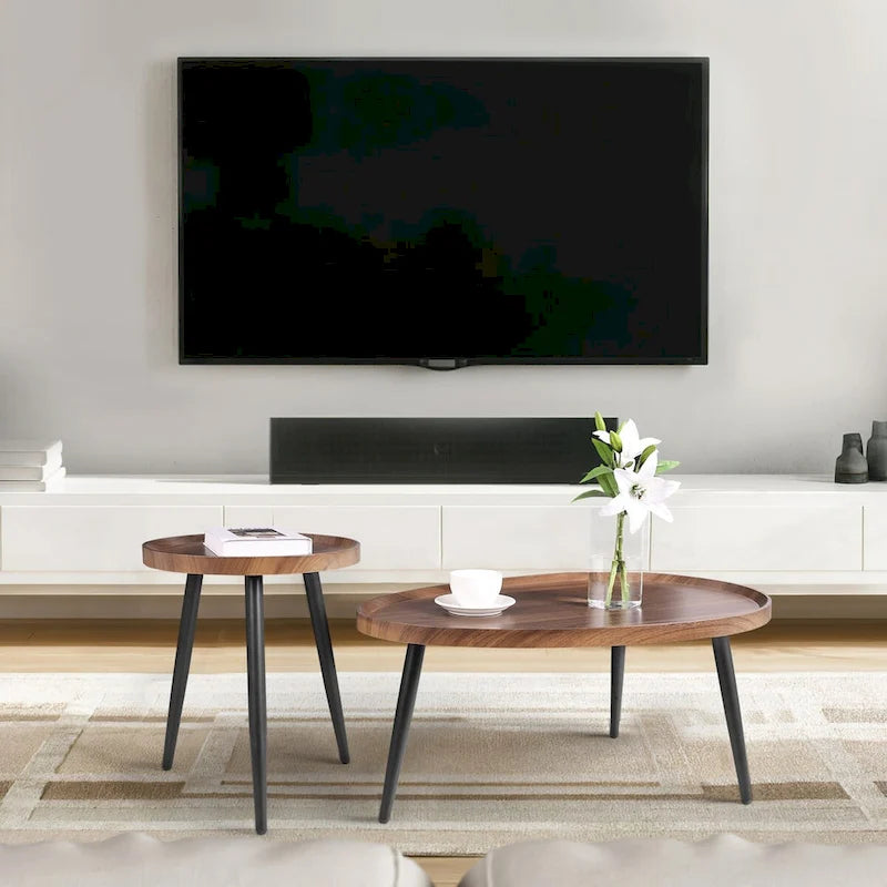 Set of 2 Modern Coffee Accent Table Home Storage Display Table