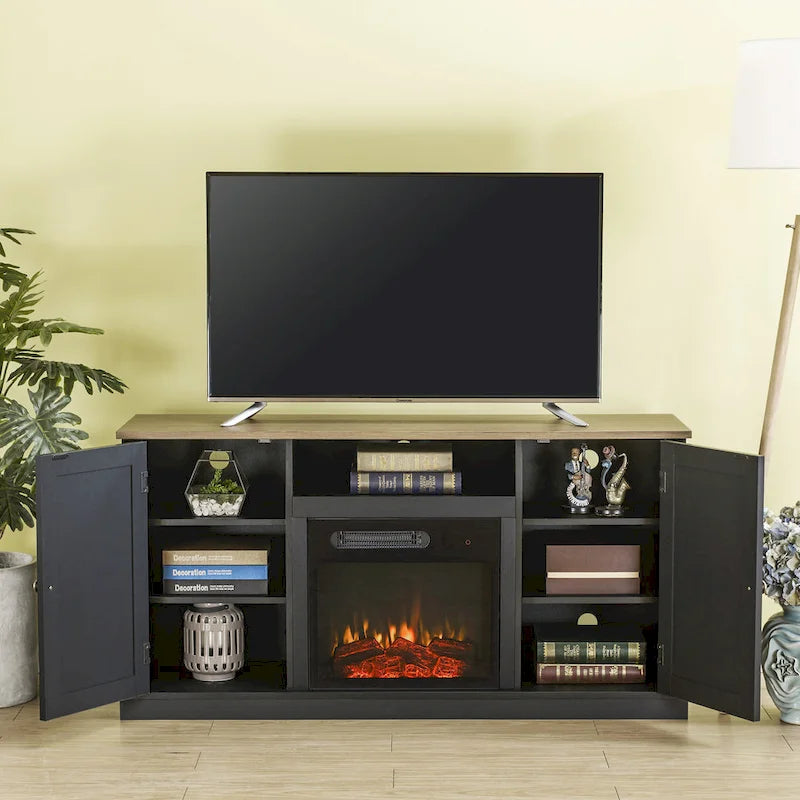 54 in. Charcoal TV Stand for TVs up to 60 in. with Electric Fireplace