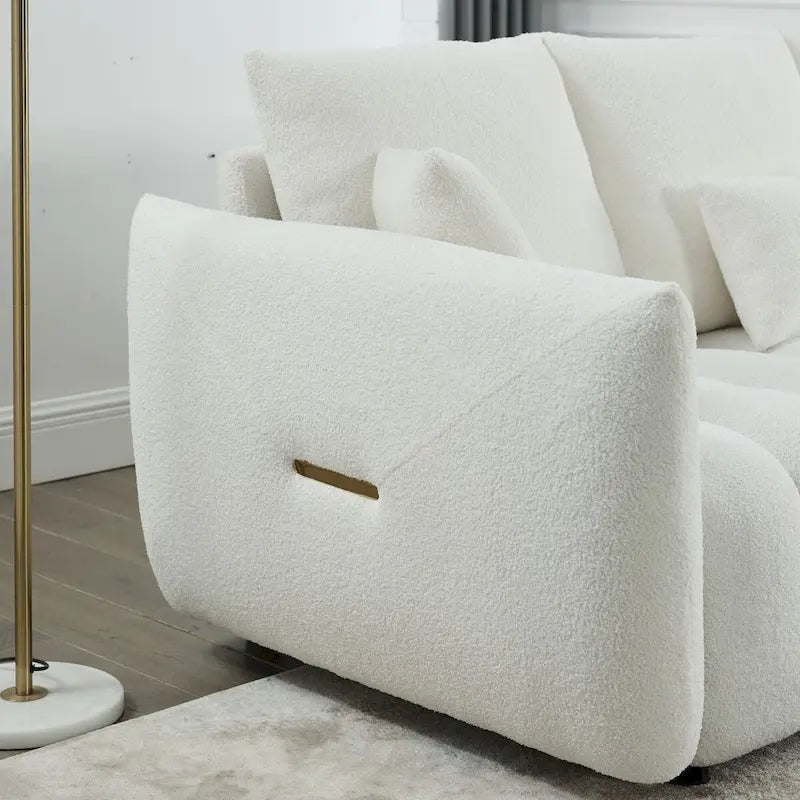 82 in Teddy Fabric Sofa Couch with 3 Back Pillows and 3 back Cushions Solid Wood Frame