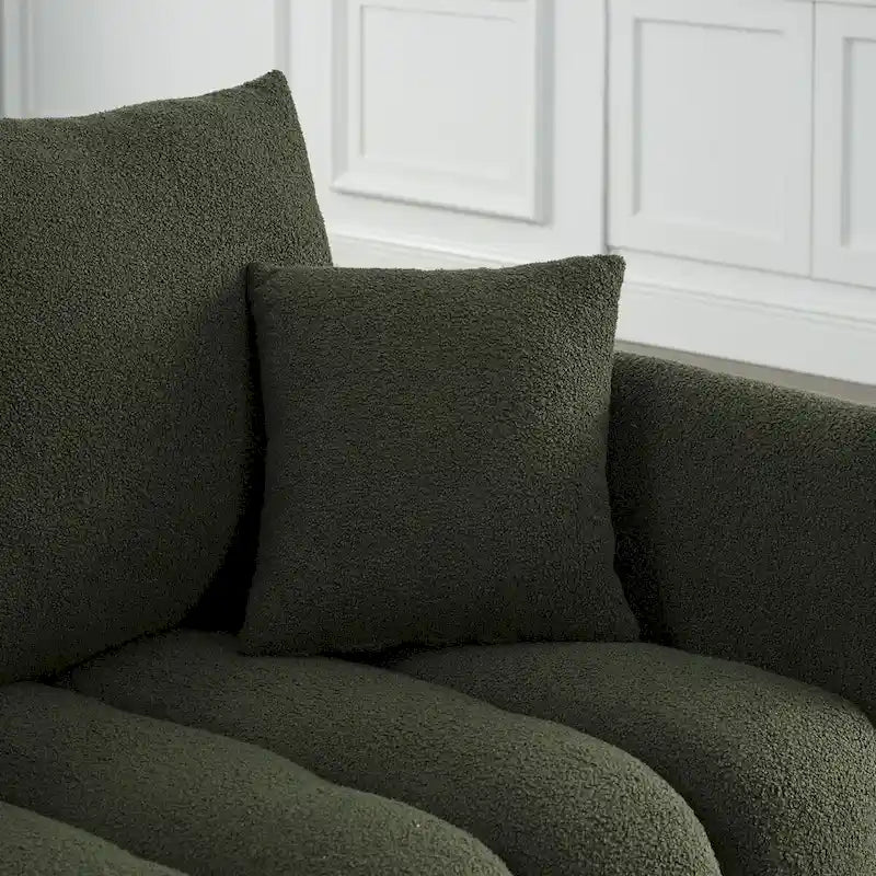82 in Teddy Fabric Sofa Couch with 3 Back Pillows and 3 back Cushions Solid Wood Frame