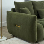 82 in Teddy Fabric Sofa Couch with 3 Back Pillows and 3 back Cushions Solid Wood Frame