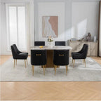 SEYNAR Modern Glam PU Leather Dining Chair or Vanity Chair Set of 6 with Rear Handle