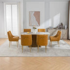 SEYNAR Modern Glam PU Leather Dining Chair or Vanity Chair Set of 6 with Rear Handle