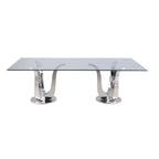 Somette Amelia Rectangular Dining Table with Double Tulip Base - Silver