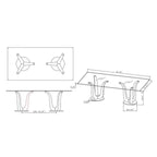 Somette Amelia Rectangular Dining Table with Double Tulip Base - Silver
