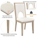 Dining Table Set for 6, Farmhouse Rectangular Dining Table and 6 Upholstered Chairs Ideal for Dining Room