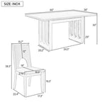 Dining Table Set for 6, Farmhouse Rectangular Dining Table and 6 Upholstered Chairs Ideal for Dining Room