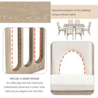 Dining Table Set for 6, Farmhouse Rectangular Dining Table and 6 Upholstered Chairs Ideal for Dining Room