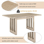 Dining Table Set for 6, Farmhouse Rectangular Dining Table and 6 Upholstered Chairs Ideal for Dining Room