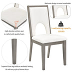 Dining Table Set for 6, Farmhouse Rectangular Dining Table and 6 Upholstered Chairs Ideal for Dining Room