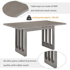 Dining Table Set for 6, Farmhouse Rectangular Dining Table and 6 Upholstered Chairs Ideal for Dining Room