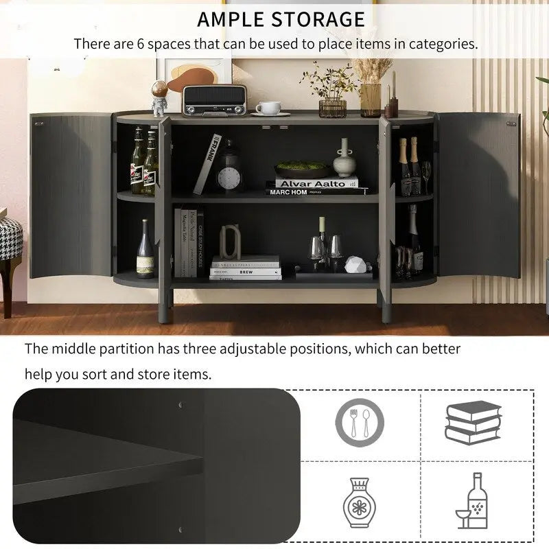 Light Luxury Sideboard with Adjustable Shelves and Large Storage Space