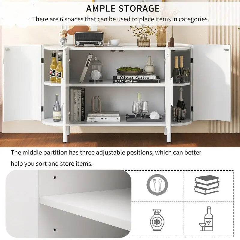 Light Luxury Sideboard with Adjustable Shelves and Large Storage Space