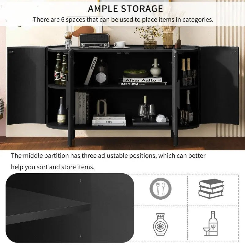 Light Luxury Sideboard with Adjustable Shelves and Large Storage Space