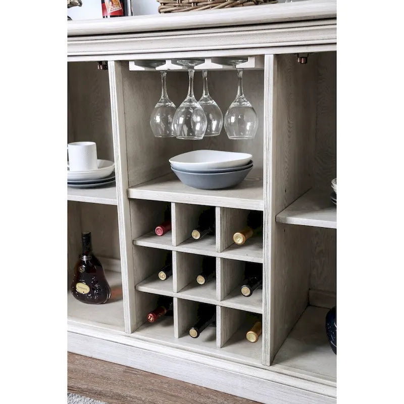 Furniture of America Hish Rustic White 57-inch Wood 5-shelf Buffet Server
