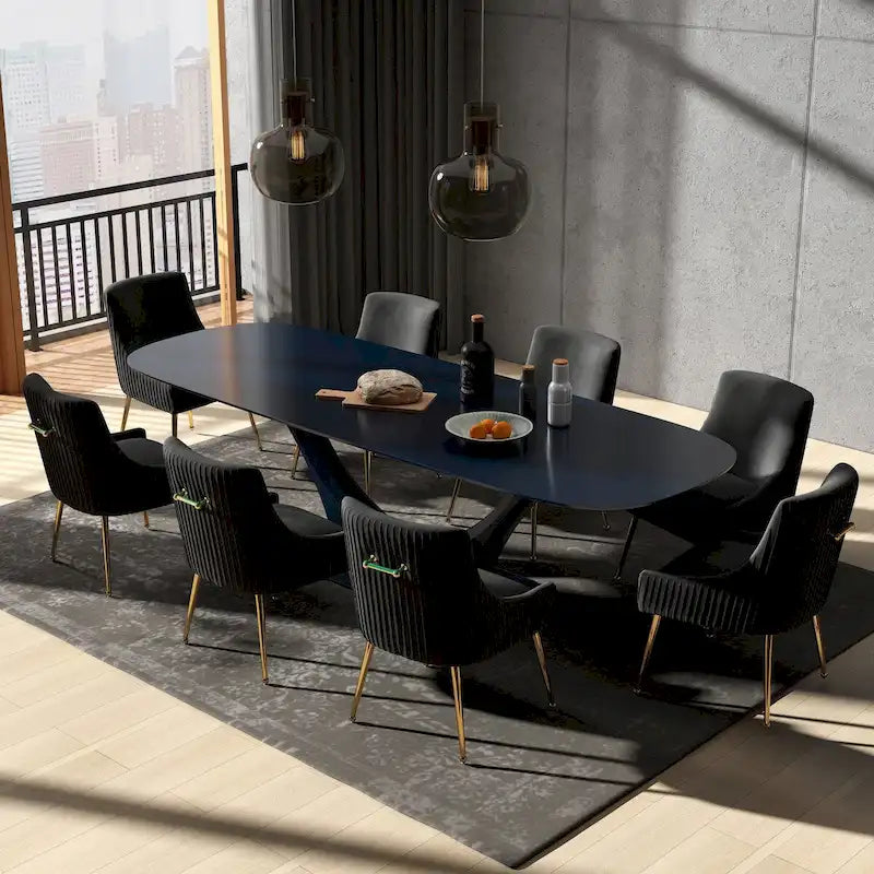 SEYNAR Modern Glam Velvet Dining Chair Set of 8 for Dining Room, Tufted Vanity Chair for Living Room (no table)