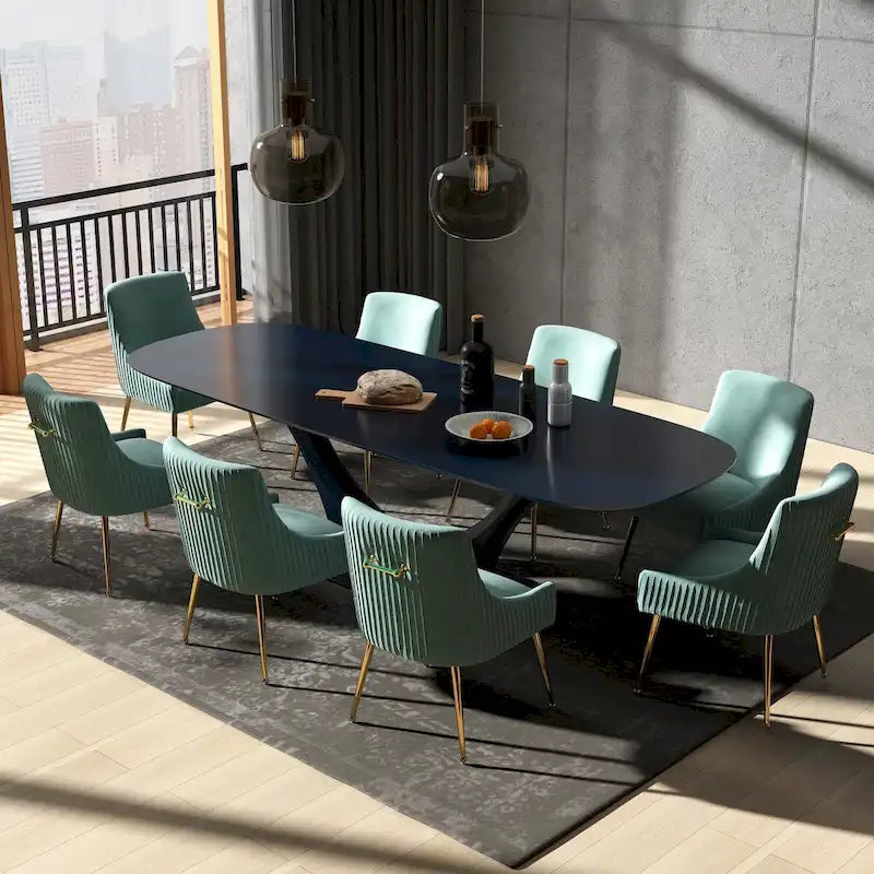 SEYNAR Modern Glam Velvet Dining Chair Set of 8 for Dining Room, Tufted Vanity Chair for Living Room (no table)